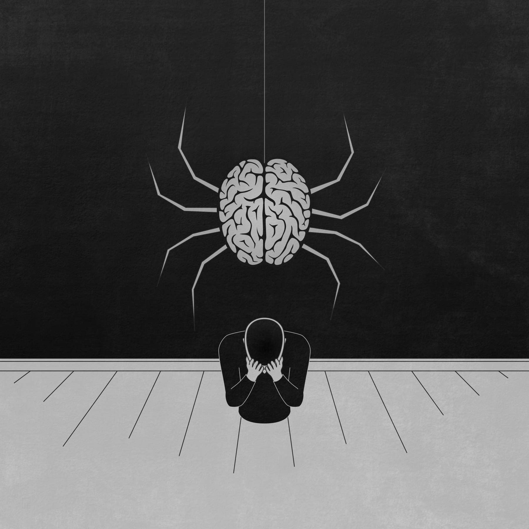 roto ilustracion araña cerebro - javier real